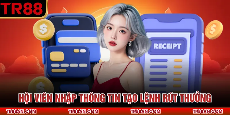 Hội viên nhập thông tin tạo lệnh rút thưởng